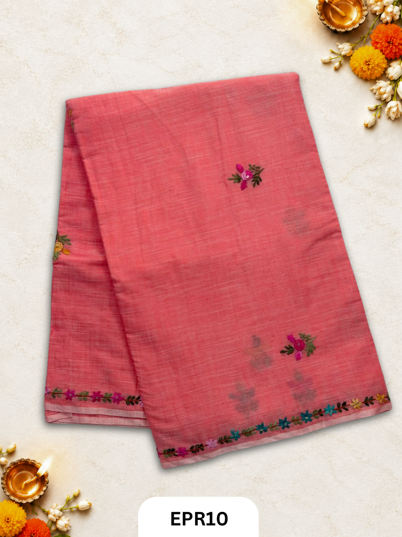 Linen Cotton With Embroidery Lambani Saree