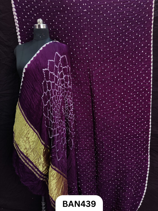 Semi Gaji Silk Tissue Pallu Bandhej Saree With Edging