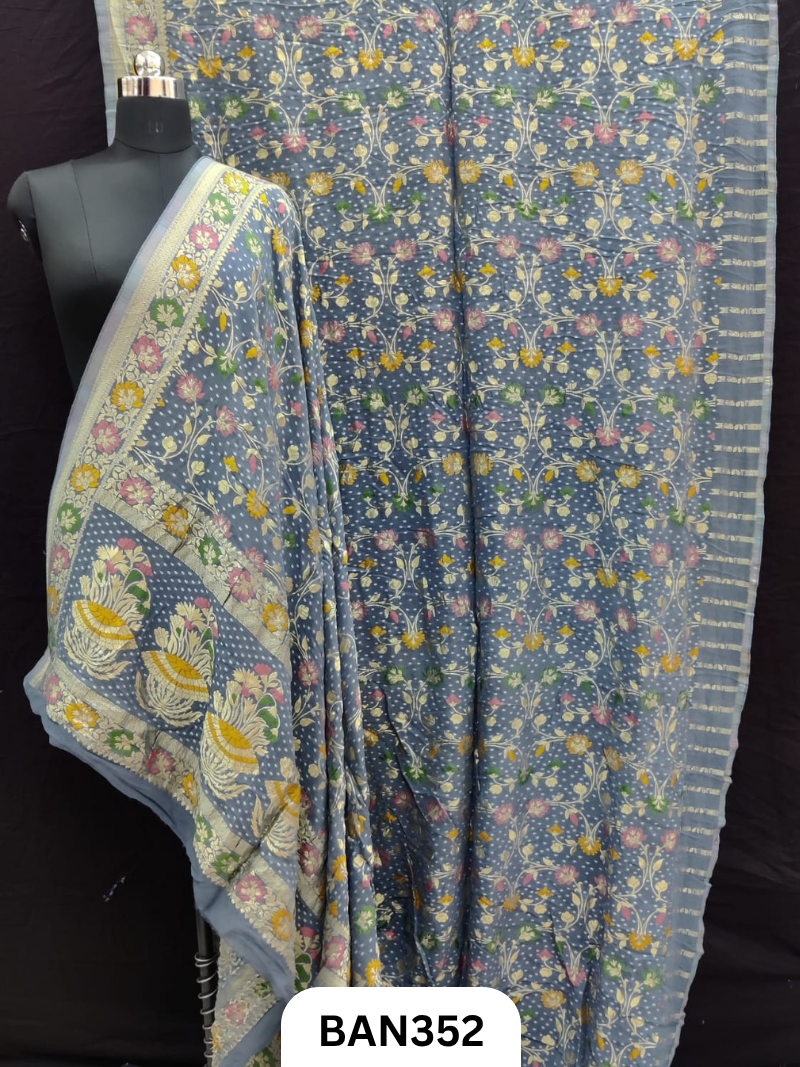 Georgettee Multicolor Butti Weaving Saree