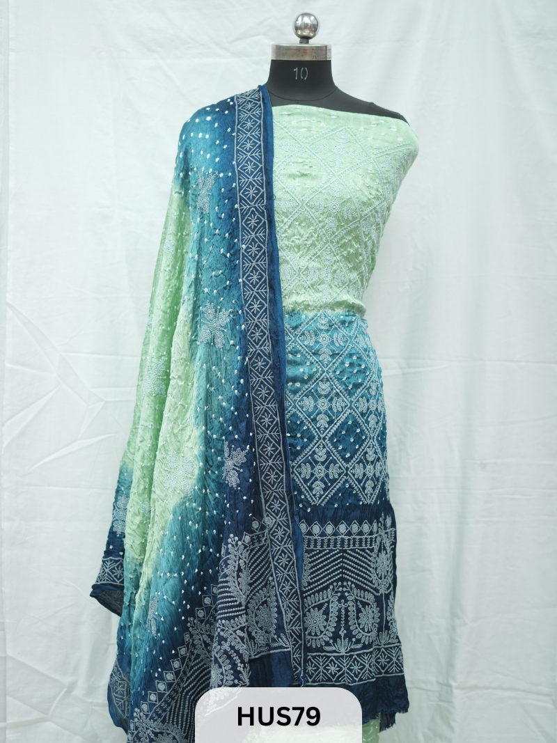 LUCKNOWI CHIKANKARI -3 PCS SALWAR SUIT - MODAL