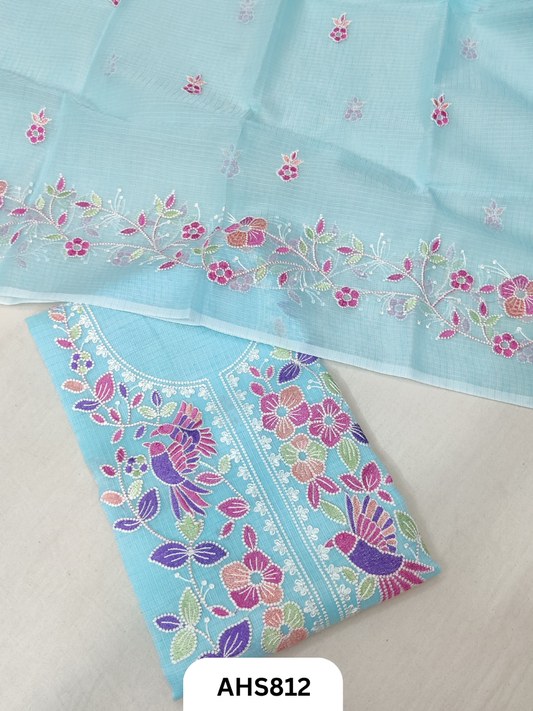 Kota Doria Premium Embroidery Work - Top and Duptta 2.5mtr