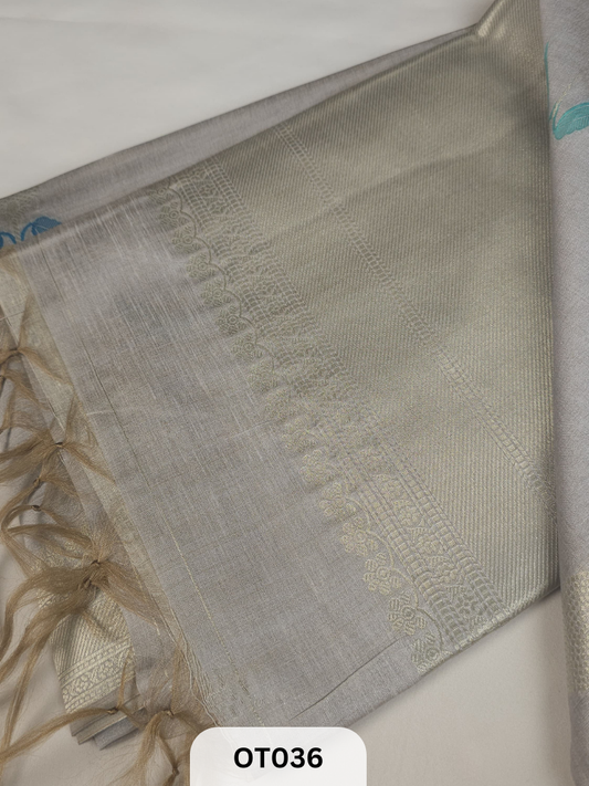 Mul Zari Saree - Tussar Mix - Raw Mango Design