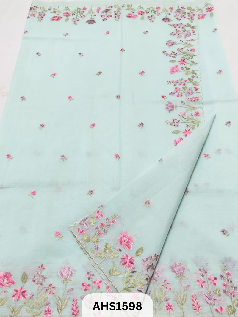 Soft Silk Kota Embroidery Work Saree With Blouse