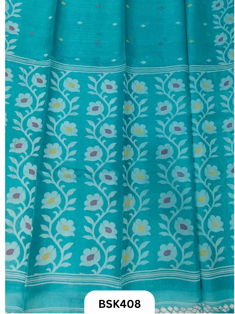 Pure Tussar Jamdani Gicha Handloom Weave