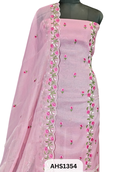 Exclusive  Kota Doria Embroidery Work -Top&duptta 2.5 Mtr
