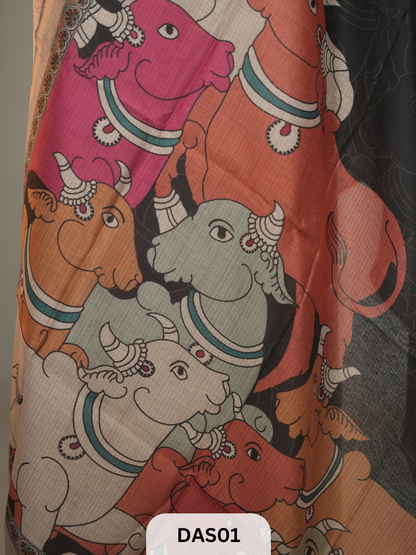 SEMI TUSSAR PICHWAI SALWAR SUIT - UNSTITCHED