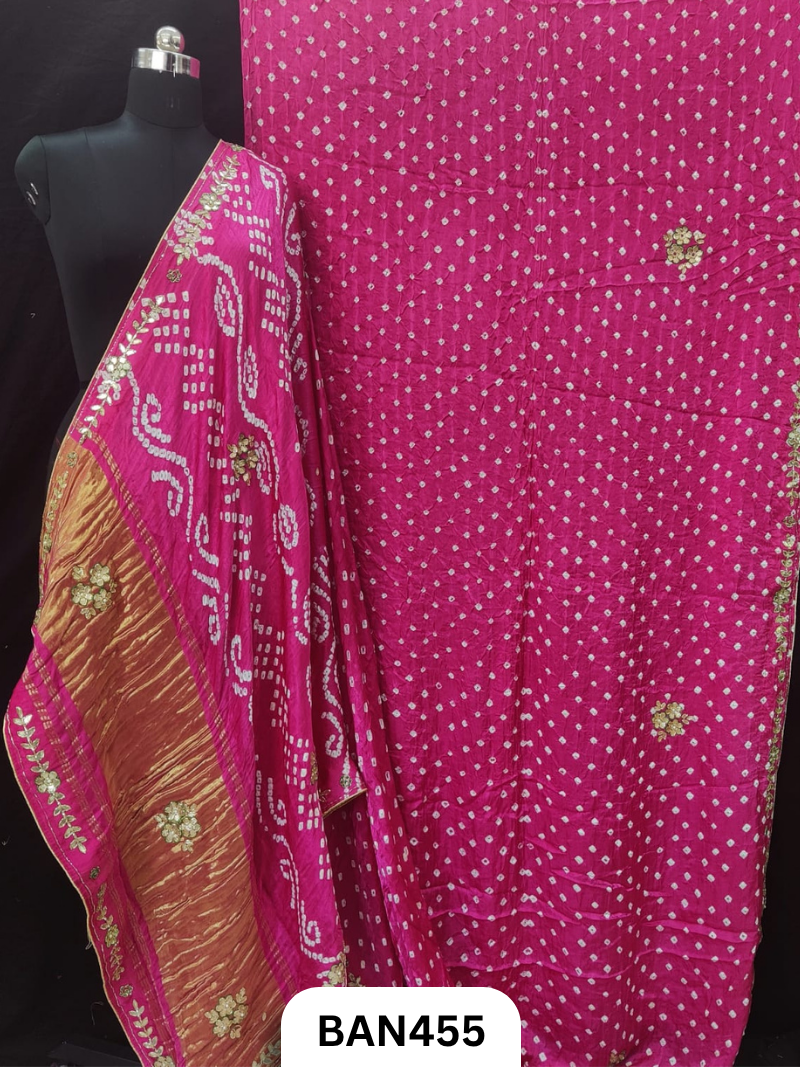 Semi Gaji SilkTissue Pallu Star Saree With Edging