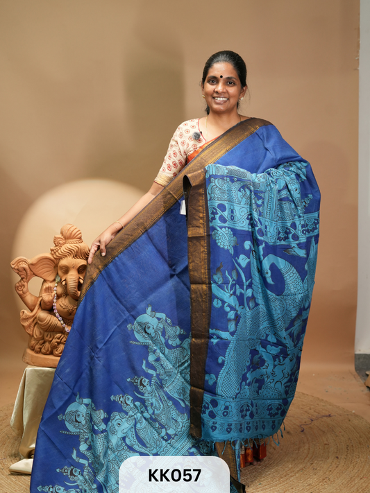 Kalamkari Chenuri Silk saree