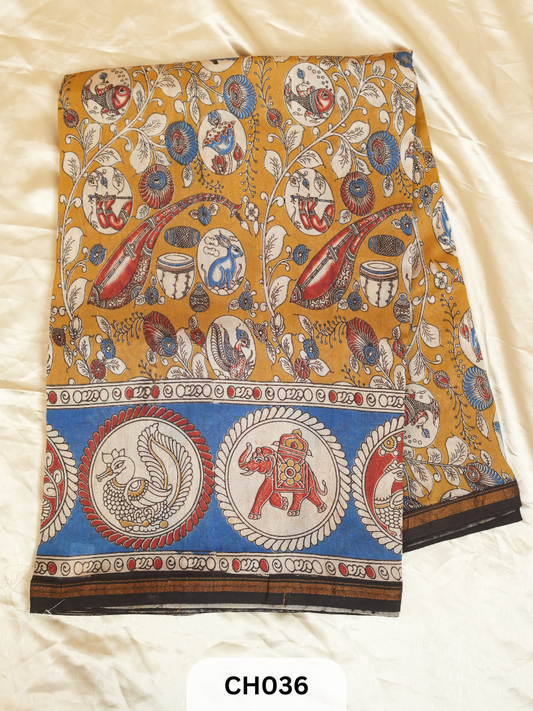 KALAMKARI WITH CHANDERI SILK BORDER SAREE