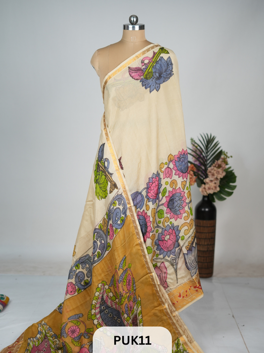 MANGALAGIRI WITH PAITHANI  BORDER -SRIKALAHASTI ARTISIAN CRAFTED