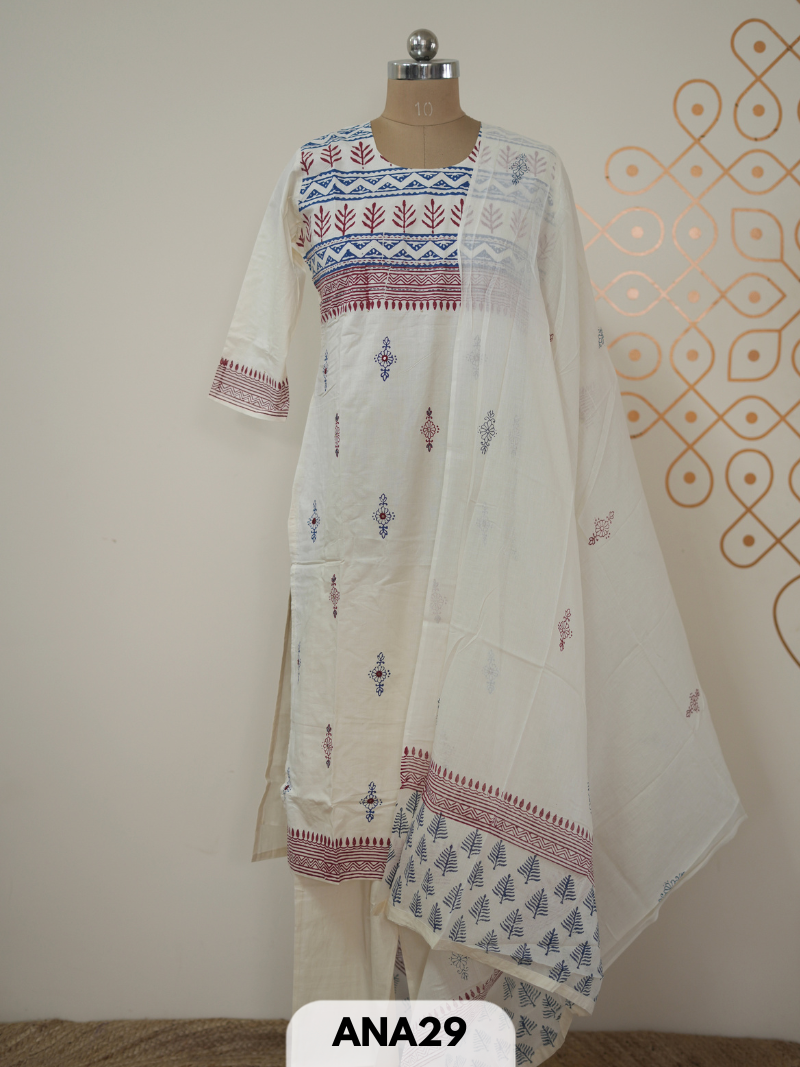 PURE KHADI COTTON 3 PCS SALWAR SET