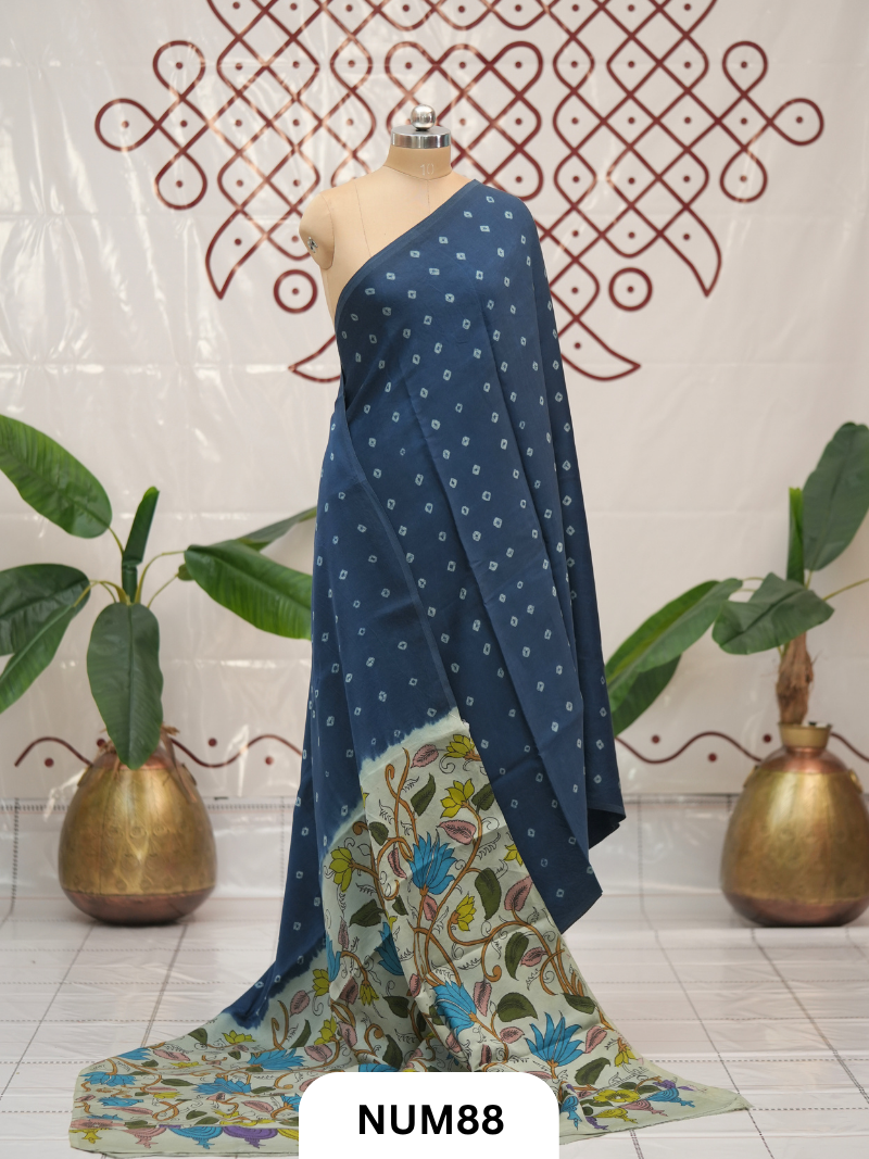 Modal Bandhini With Pure Penkalamkari Pallu And Blouse