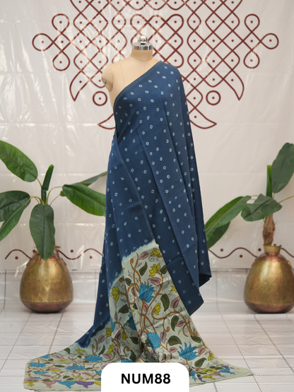 Modal Bandhini With Pure Penkalamkari Pallu And Blouse