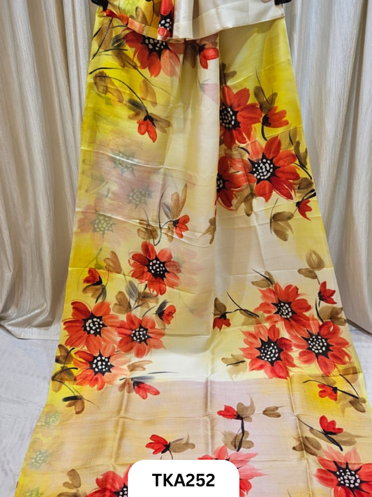 Murshidabad Silk Hand Painted Saree