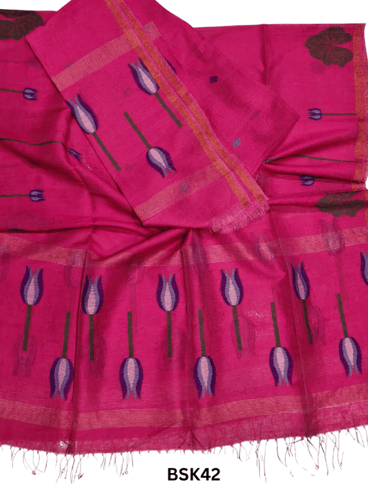 Premium Pure Handloom Linen Silk Salwar  Top 2.7 mtr  Duppata 2.5 mtr