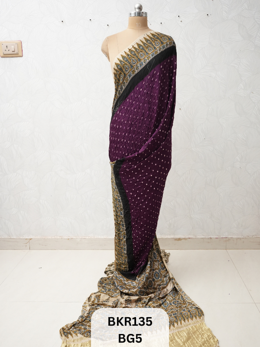 BANDHANI & AJRAKH MODAL SAREES | LAGDI PATTA