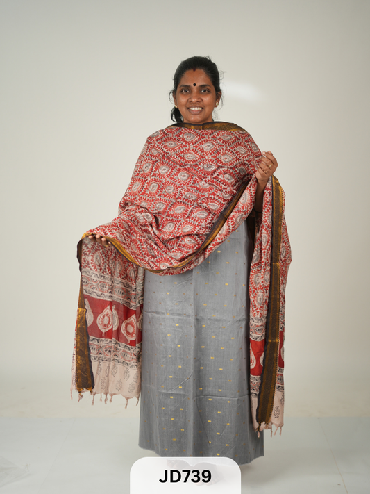 KALAMKARI CHENURI SILK DUPPATTA + DUPION TOP 2.5MTR