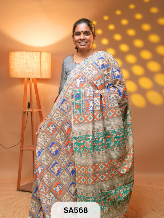 Kalamkari malmal cotton saree Ravi Sun Kalamkari
