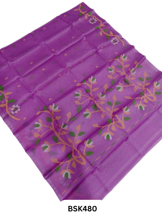 Handloom Pure Muslin Jamdhani Needle Work Weave Saree