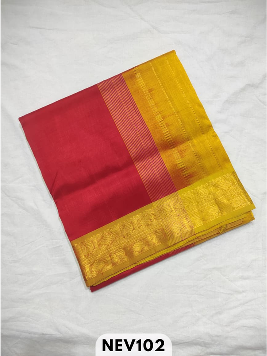 Handloom Silkcotton Design border body plain saree with contrast blouse