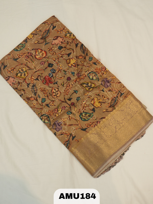 BANARAS RUSSIAN SILK SAREE WITH PRINTED