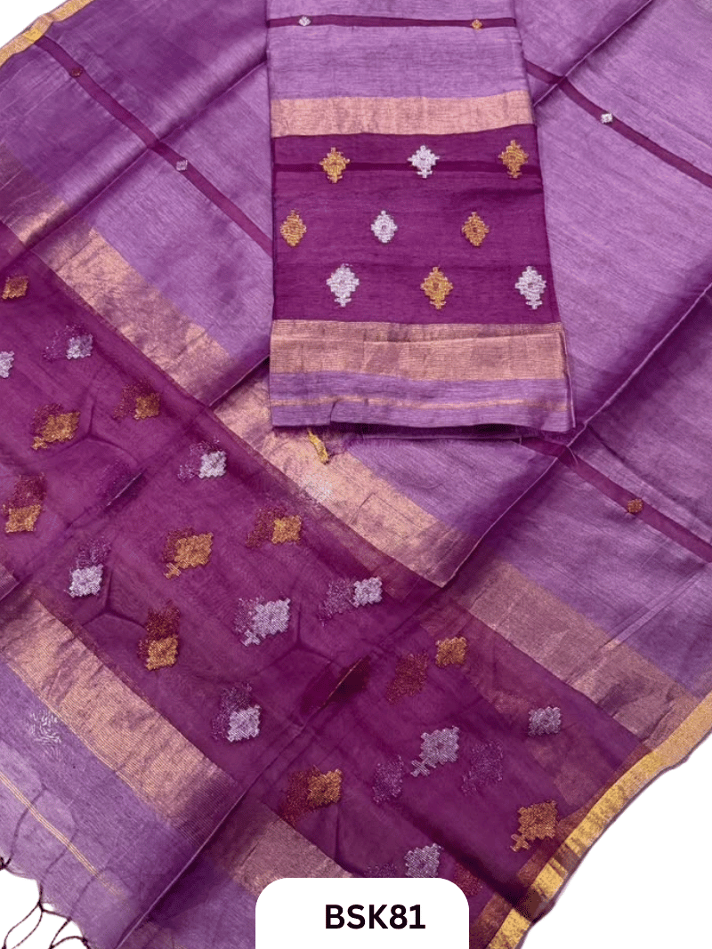 Premium Pure Handloom Linen Silk Salwar  Top 2.7 mtr  Duppata 2.5 mtr