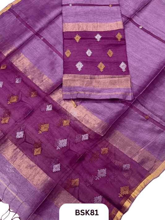 Premium Pure Handloom Linen Silk Salwar  Top 2.7 mtr  Duppata 2.5 mtr
