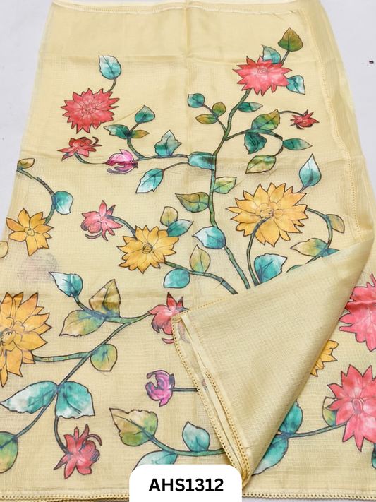 Soft Silk Kota Patch Work Saree With Blouse