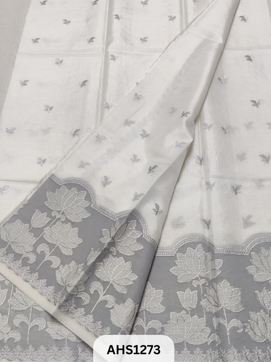 Soft Silk Kota Applique Work Saree