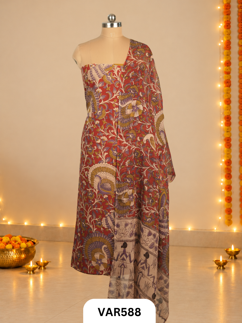 KALAMKARI 2 PCS SALWAR SUIT- top2.5 mtr and duppatta