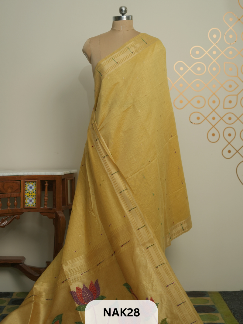 LINEN EMBROIDERY SAREE