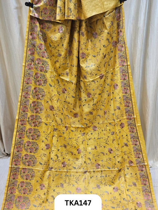 Pure Bishnupuri Silk - Pure Gachi Tussar Embroidery Design Saree