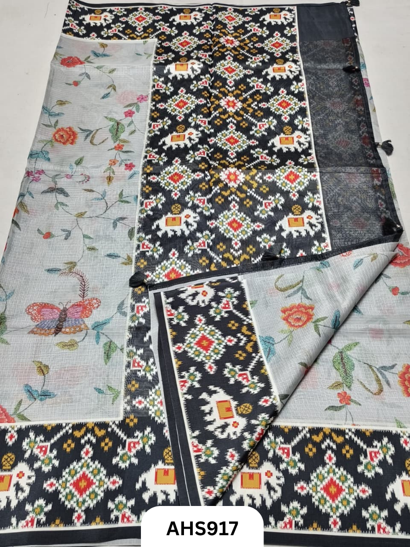 Soft Silk Kota Digital Print With Patola Border Pallu Saree