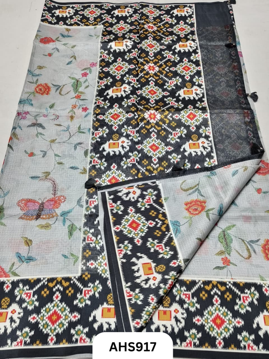 Soft Silk Kota Digital Print With Patola Border Pallu Saree