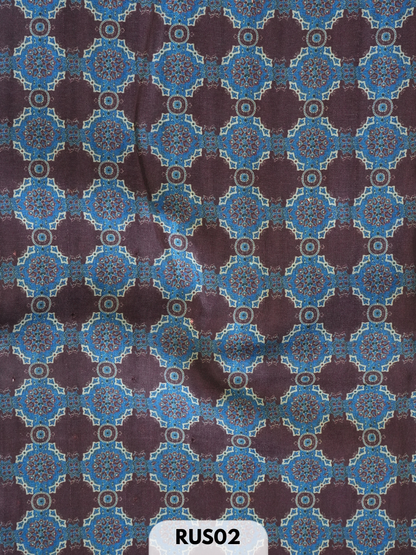 Dupion ajrakh fabric-1 mtr