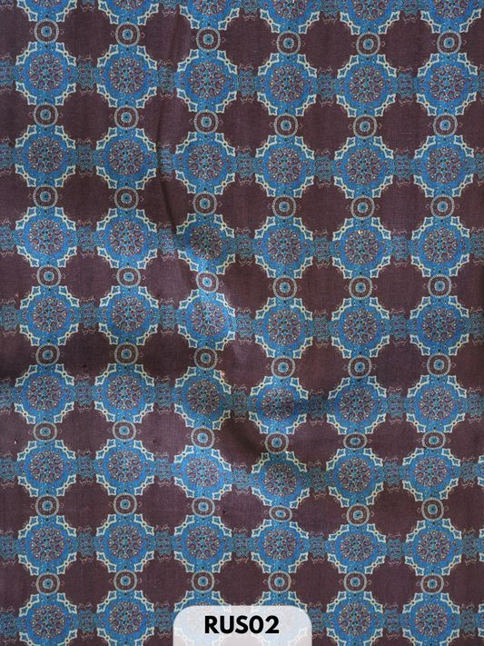Dupion ajrakh fabric-1 mtr