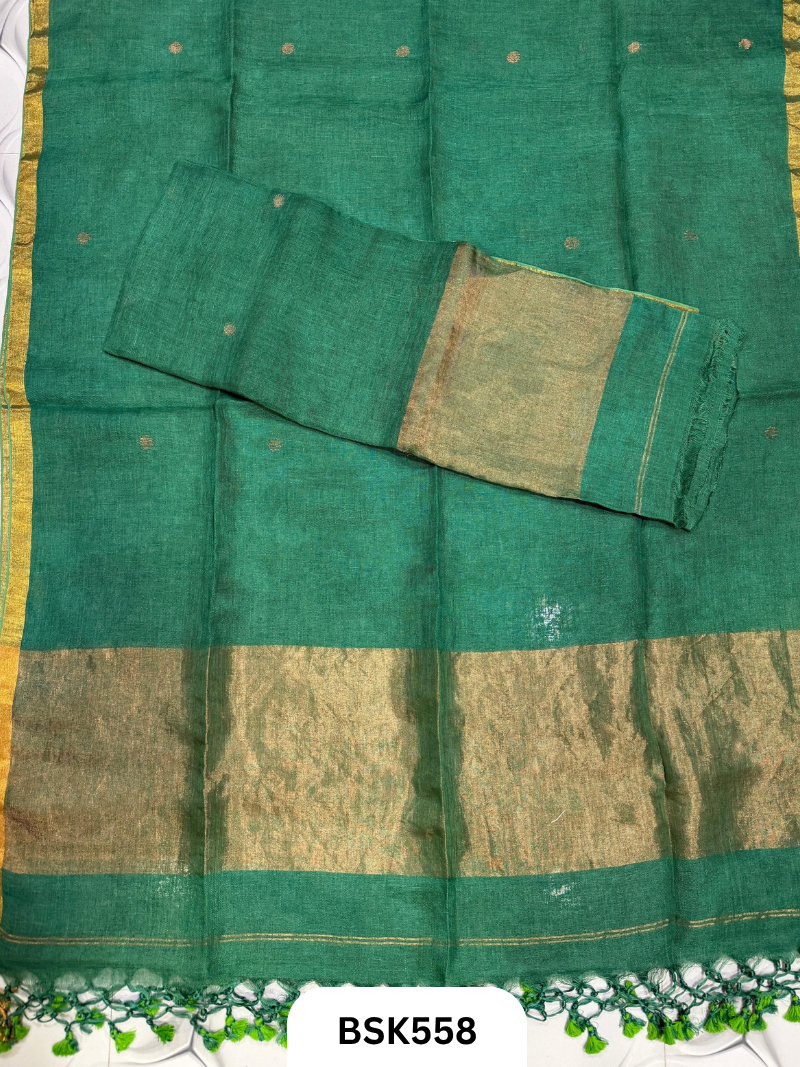 Handloom Pure Linen Pulka With Tissue Pallu Salwar Suit