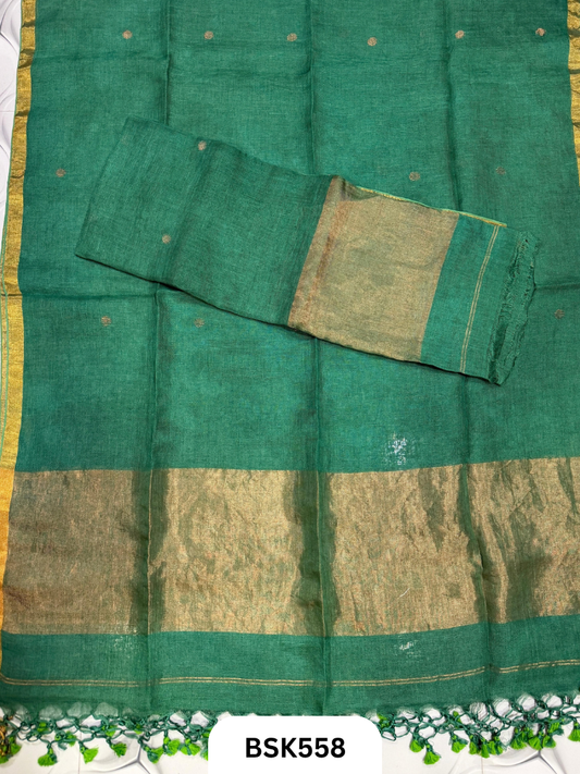 Handloom Pure Linen Pulka With Tissue Pallu Salwar Suit