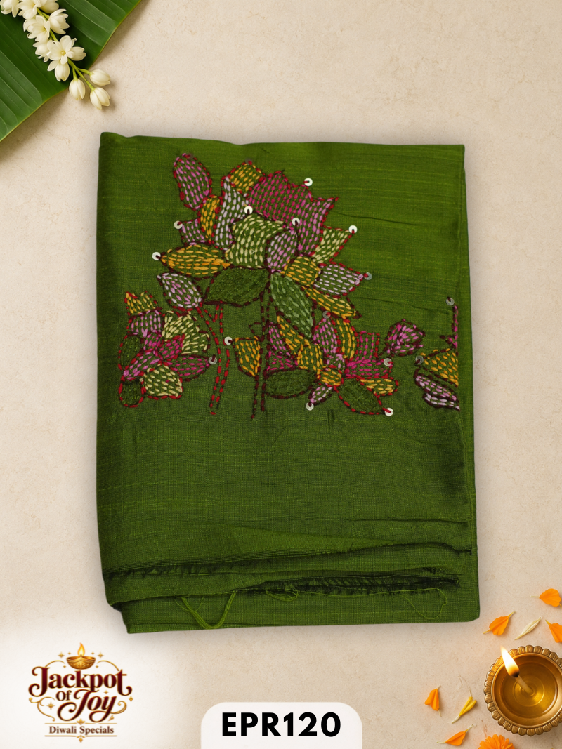 Raw silk with Kantha Blouse