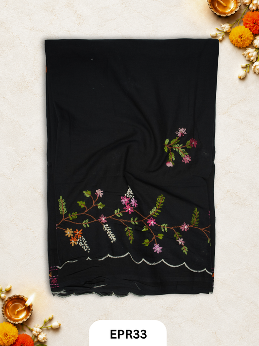 Mul Chanderi Sclaping Embroidery Saree