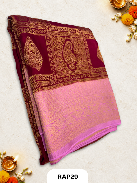 Pure Viscos Kancheepuram Contrast Saree