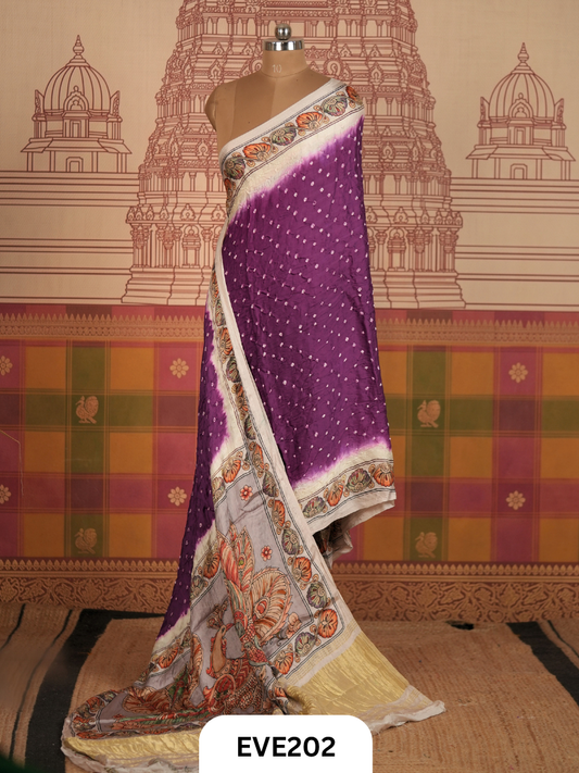 Modal Bandhini With Madhubani Fusion Saree