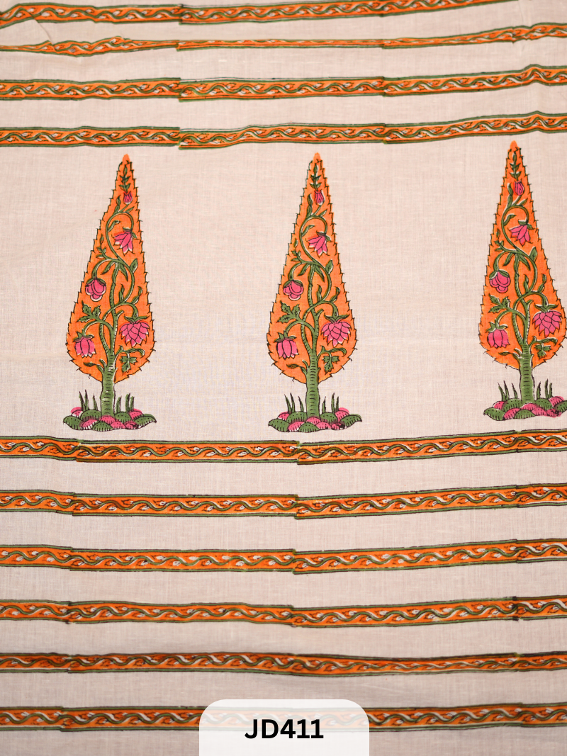 SANGANERI HANDBLOCK ON PURE MULCOTTON