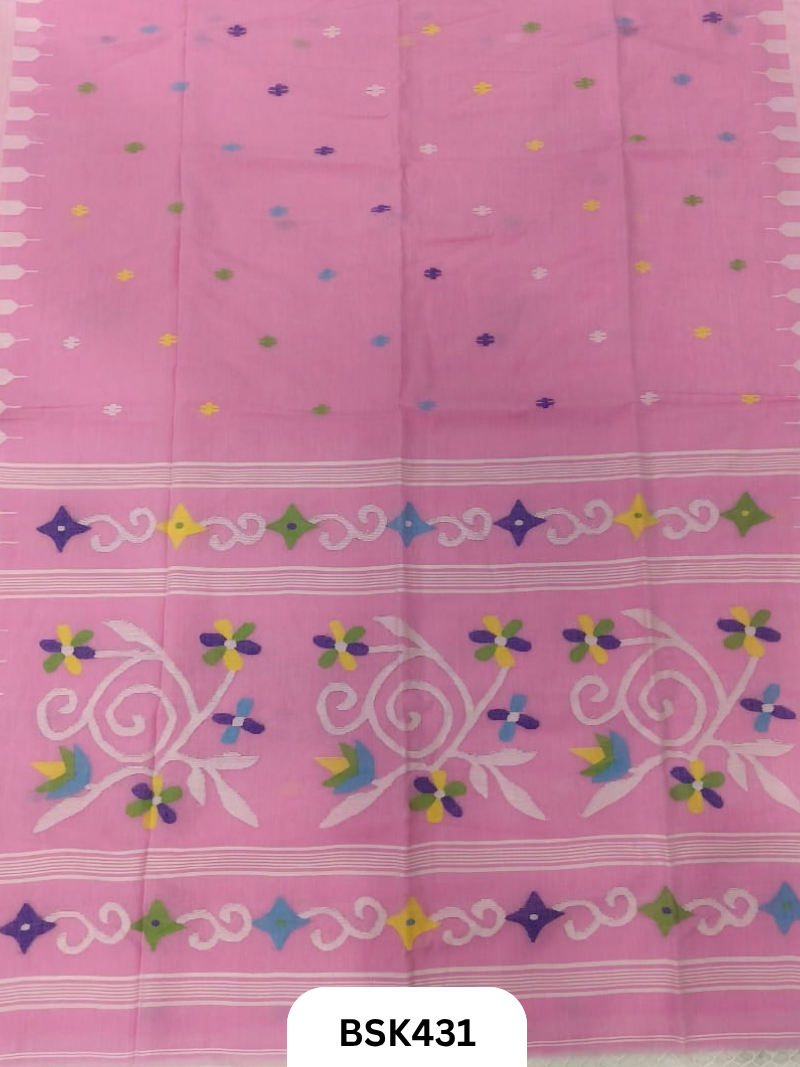 Handloom Pure Mul Cotton Needle Work Saree