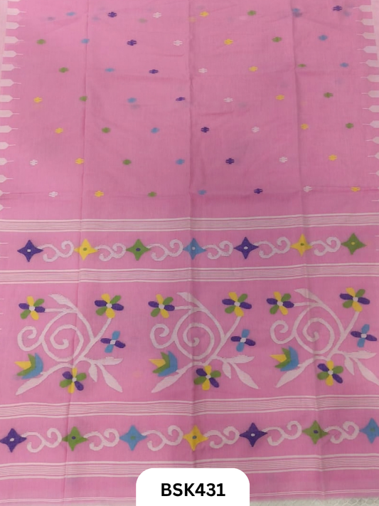 Handloom Pure Mul Cotton Needle Work Saree