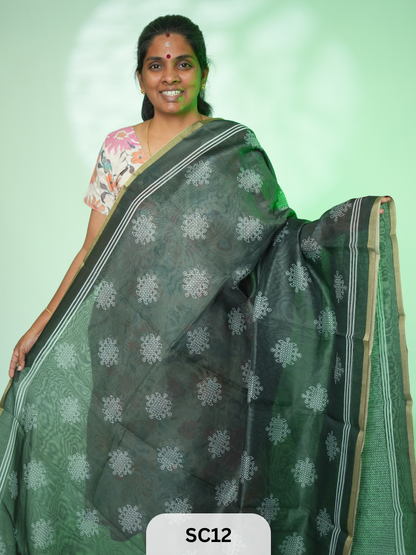 KOLLAM PRINT LINEN COTTON SAREE