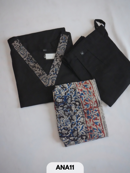 banaras pure cotton kalamkari 3 pcs salwar set