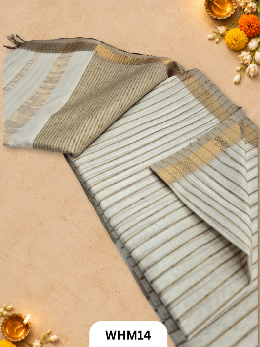 Maheshwari Handloom Jutte Pallu Line Saree