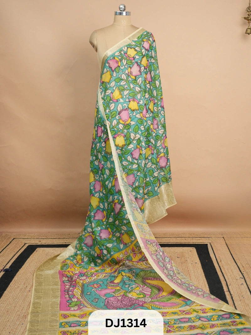 HANDLOOM PENKALAMKARI X MANGALGIRI PATTU BORDER