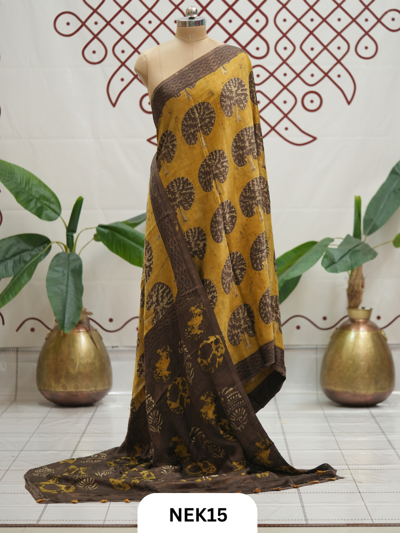 Nasphal Vanaspathi Modal Handblock Print Saree